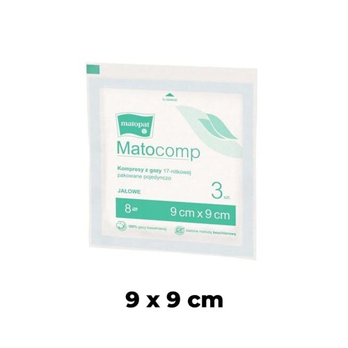Compresă de gaz sterilă 3 buc. Matocomp Kompres gazowy jałowy 3 szt. Matocomp 9x9.jpg