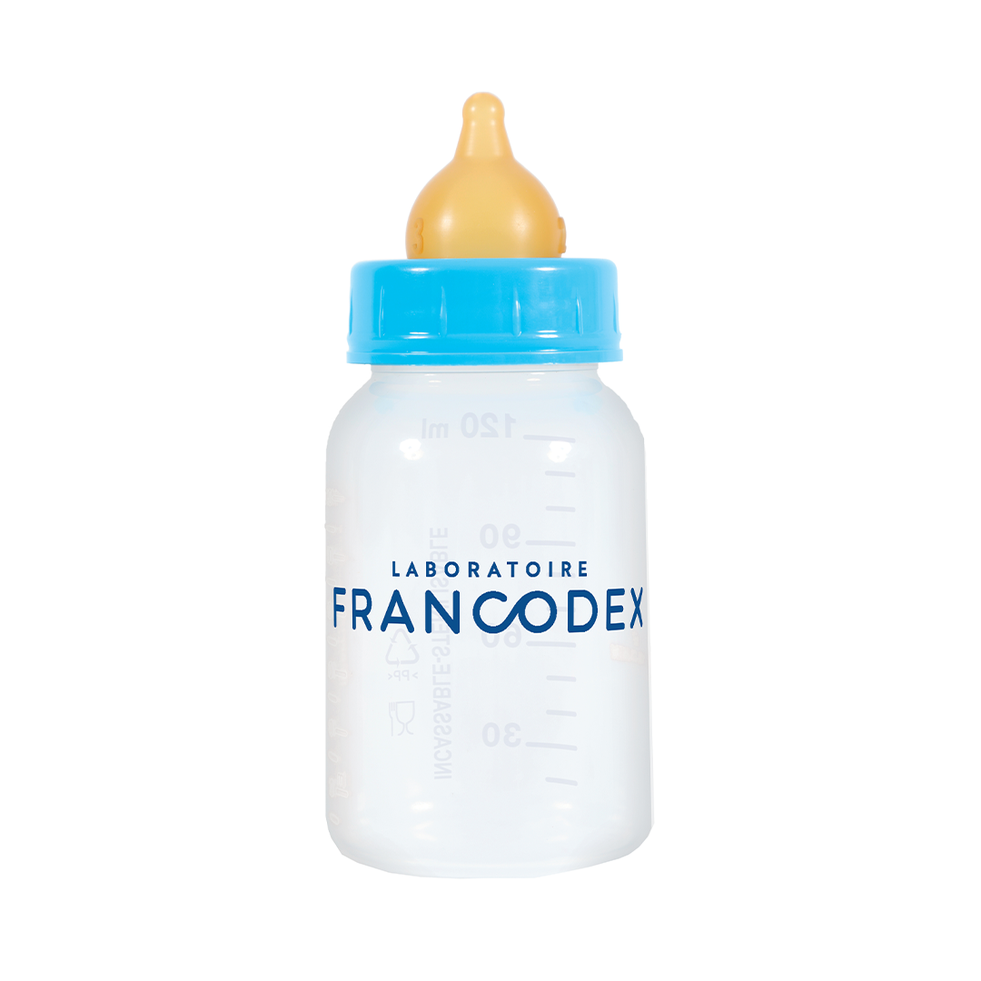 Sticlă de hrană pentru animale 120 ml + 2 tetine