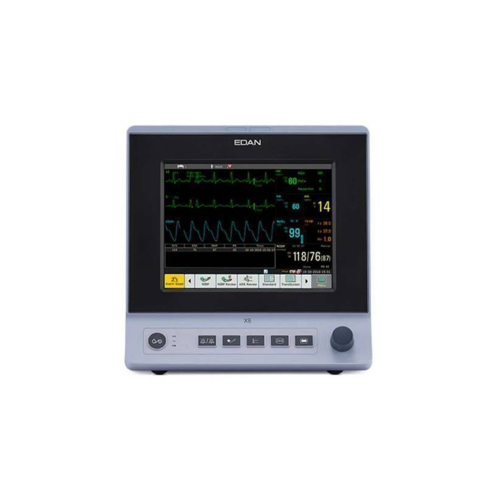 Cardiomonitor Edan X8 VET cu capnograf Kardiomonitor Edan X8 VET z 8-calowym ekranem dotykowym i kapnografem to lekkie, ciche urządzenie do monitorowania EKG, SpO2, ciśnienia, temperatury i CO₂ u zwierząt. Idealny dla psów, kotów i innych pacjentów weterynaryjnych. W zestawie komplet czujników