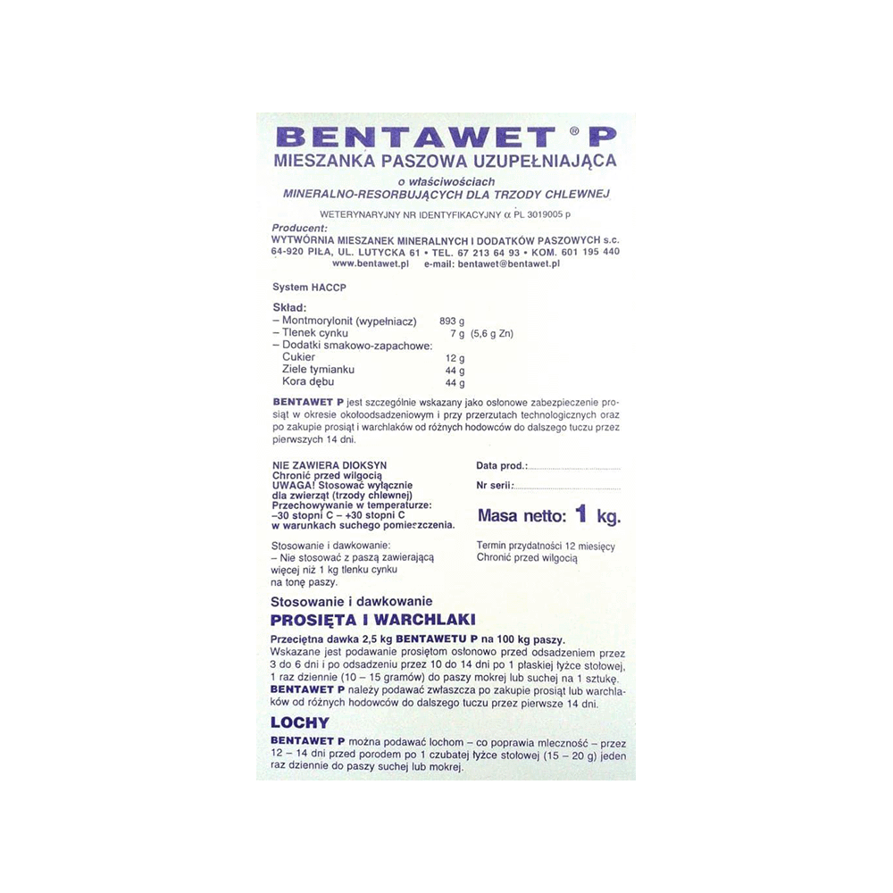 Bentawet P pentru diaree la purcei 1 kg