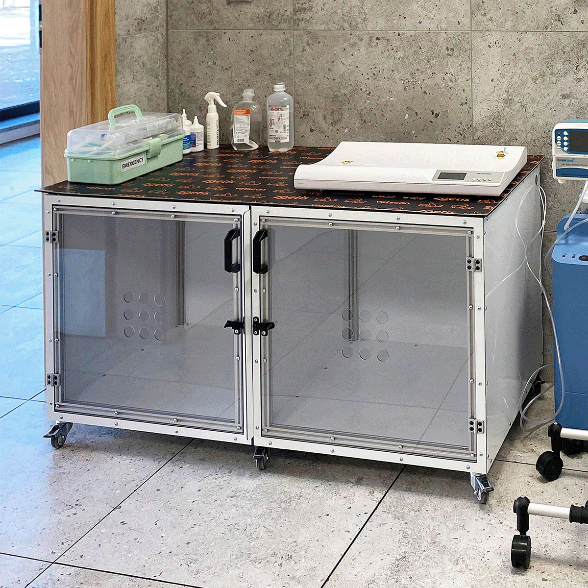 Cușcă dublă cu partiție mobilă 60x120x60 cm