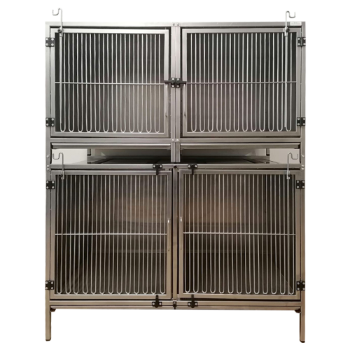 Set cușcă pe două niveluri cu tăvi pentru litieră