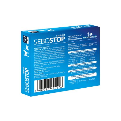 SEBOSTOP picături spot-on 5 x 2 ml Eurowet SEBOSTOP spot-on krople 5 x 2 ml Eurowet-2.jpg